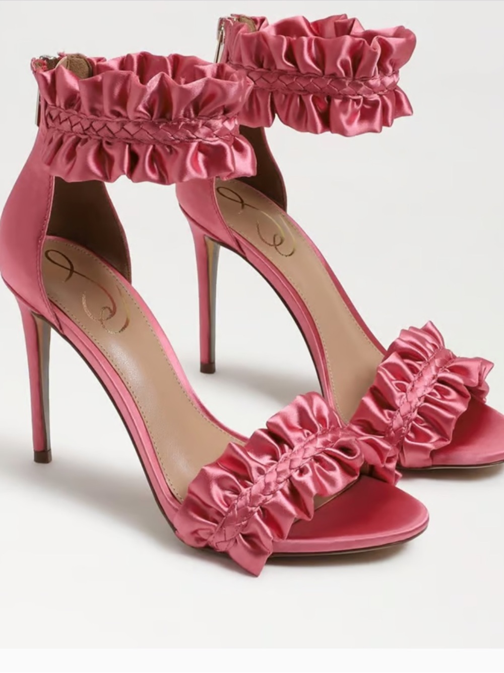 Sam Edelman Size 10 Sawyer Ankle Strap Sandal - Carmine Rose Satin